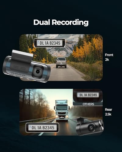 Image of PRONOD Dual Dash Cam for Car Front and Rear 4K + 1K | 3.18 inch IPS Touch Screen Car Dash Camera with ADAS, GPS, Night Vision, WiFi App Control | G-Sensor, 24H Parking Mode, Supports 512GB