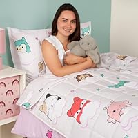 Squishmallows Weighted Blanket for Women 3kg, Cute Cuddly Squishmallows Characters Weighted Blanket Double Bed Sofa Calming Stress Relief Anti Anxiety, Lilac (Disclaimer:Only suitable for age 3+years)