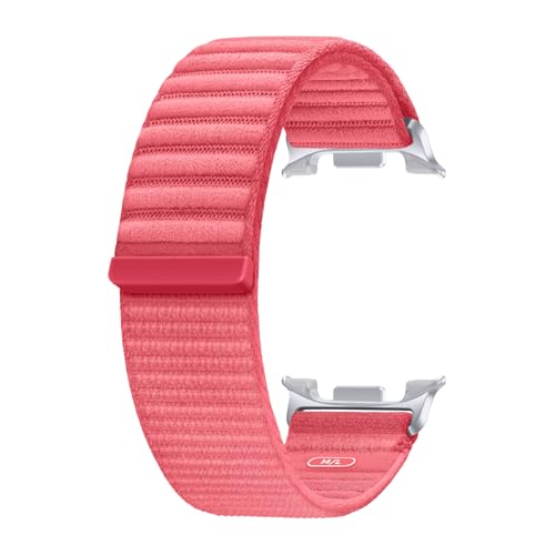Image of Samsung Galaxy Watch 8 Series Fabric Band, Nylon, Dynamic Lug System, Comfort Fit, Contoured Fit, Lightweight, Compatible with Galaxy Watch 8 and Watch 8 Classic, M /L Coralred