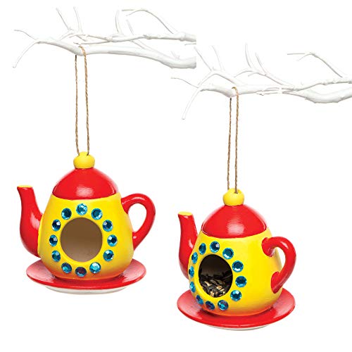 Baker Ross Ceramic Teapot Feeder Kits, Bird Houses To Paint And Decorate For Kids (Pack Of 2), 11Cm, 2 Pack #TOP2