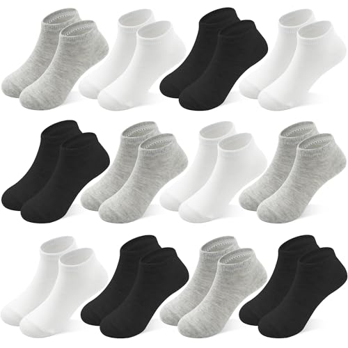 Image of 12 Pairs Boys Low Cut Ankle Socks, Kids School Socks 1-14 Years