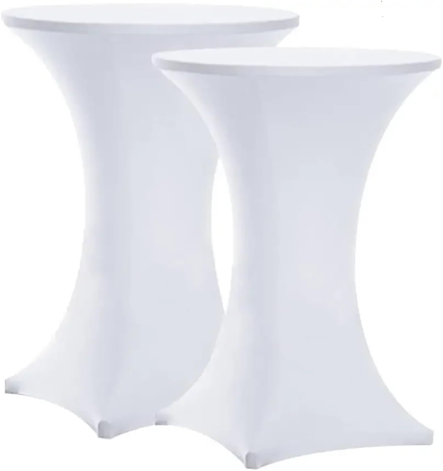 Xinglongs Spandex Cocktail Table Cover 8 Pack 80cm Round Highboy Spandex Cocktail Table Covers White Black 32x43 Inch, Fitted Stretch(White,60cm x 110cm H)