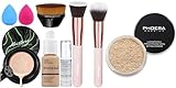 PHOERA Foundation,Mushroom Head Air Cushion CC Cream Natural Foundation,PHOERA Foundation Face Powder, Soft Focus Setting Powder