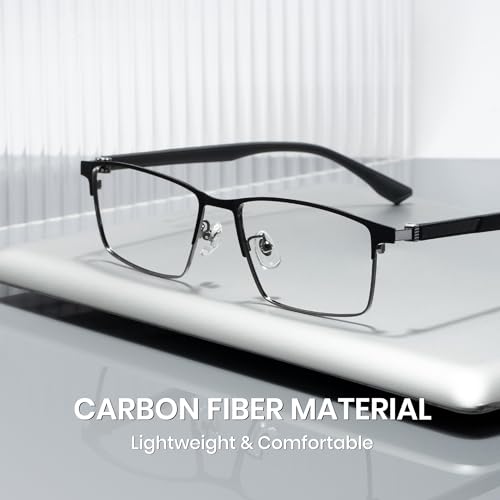 Image of Cyxus Carbon Fiber 99% Blue Light Glasses Men Women, 23g Semi-rim Square Frame for Computer Gaming