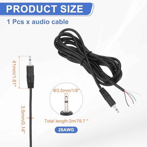Cable de audio connector 3.5mm macho 2m para reparación miniatura 2