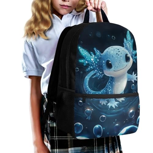 Blue Axolotl Backpack for Girls 8-10 School Backpacks for School Girls 17 Inch Middle Elementary Backpack Teen Kids Bookbag Cute Girl Book Bag Back Pack4