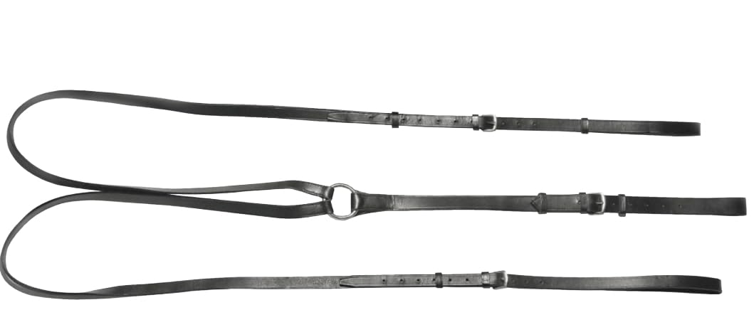 AMKA Dreieckszügel verstellbar, Wienerzügel Leder ideal zum Longieren Warmblut SCHWARZ