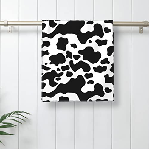 Cafl Black And White Cowhide Texture Hand Towels Cow Print Towels For Bathroom Microfiber Highly Absorbent Face Towels Sport Sweat Towel Gym Yoga Spa Pool 12 X 27.5In #TOP5
