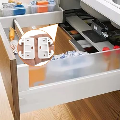 MARRTEUM 12 Pieces Plastic Drawer Guides Drawer Track Rail Slides Brackets with Mounting Screws for Dresser Cabinet Closet Drawer, White
