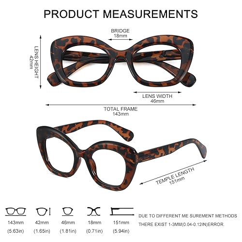 JiSoo Oversized Reading Glasses 1.0 Women Cat Eye Funky Readers Glasses, Large Ladies Reading Glasses 1.0+, Tortoise - Image 3