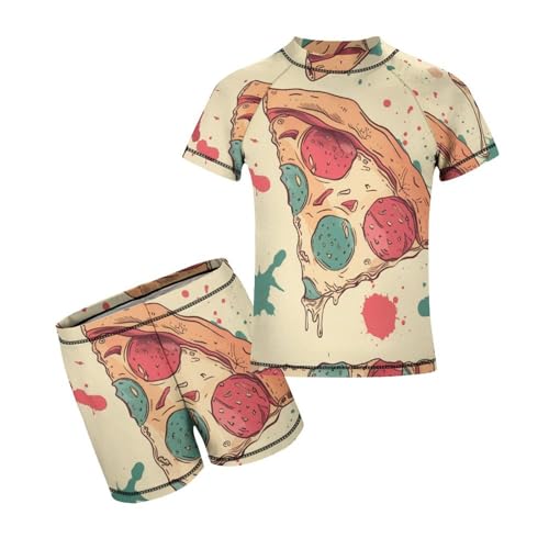 Pepperoni Pizza PatternChildren's Casual Swimsuit Set - Simple and Versatile9-11Y（140cm）