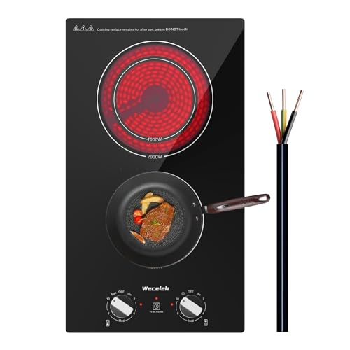 Electric Cooktop 30 Inch,Electric Cooktop with knobs,Cooktop Electric with 5 Burners 7300W,11 Heating Levels,Knobs Control,Keep Warm Element,Child Safety Lock,Hot Surface Indicator,NO PLUG