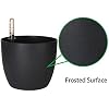 T4U 7 Inch Plastic Self Watering Planter with Water Level Indicator Black Set of 4, Modern Decorative Planter Pot for All House Plants, Flowers, Herbs, African Violets, Succulents