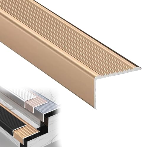 Profilé d'escalier aluminium doré 40x20mm pour protection d'angle