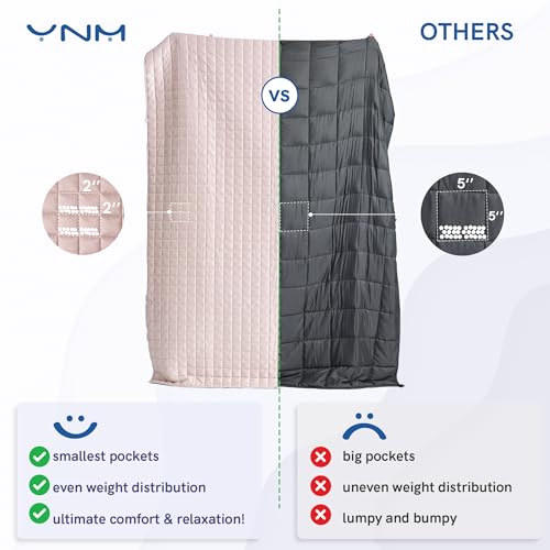 YnM Cooling Weighted Blanket for Adults, 50lbs Heavy Bed Throw Comforter with 100% PE Fabric, Ideal for Hot Sleepers or Summer Days(88x104 Inches for Queen/King Bed, 50 Pounds, Pink)