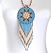 La Vivia Handmade Beaded Necklace| Native American Style Medallion Necklace for Women| One of a kind Fashion Beaded Jewelery| Blue and Multi-Color
