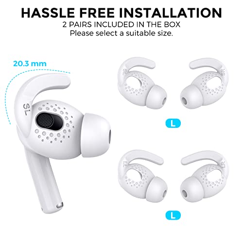 AhaStyle 2 Pairs AirPods 3 Ear Hooks Cover Silicone Earbuds Tips [Added Storage Pouch] Compatible with Apple AirPods 3 2021 (Large + Small, White) - Image 2