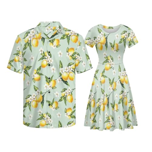 Image of AFPANQZ Couple Matching Outfit Casual Men's Button Down Shirt or Short Sleeve Summer Sundresses Dresses for Women 2026