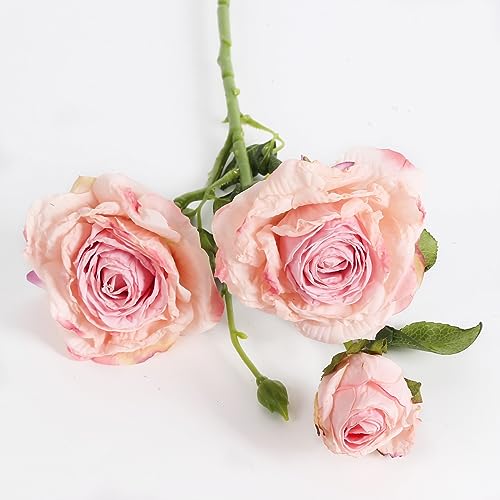 Ipopu Pink Flowers Artificial Roses With Stems 5Pcs 15Heads Pink Fake Flowers For Decorations For Bridesmaid Bouquets For Wedding Table Centerpieces For Dining Room (Pink) #TOP2