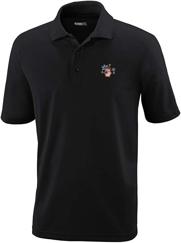 Speedy Pros Polo Performance Shirt Christmas Penguin Embroidery Design Polyester Golf Shirt for Men Black Large Design Only : Clothing, Shoes & Jewelry