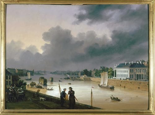 Pintura al óleo el Puerto de Nantes, una obra clásica de alta calidad artística 60x90cm