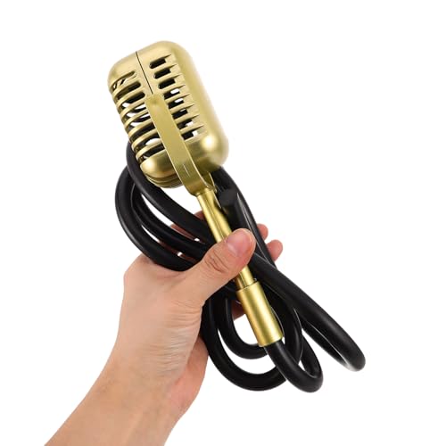 Microphone vintage doré Veemoon en plastique et câbles caoutchouc pour déco