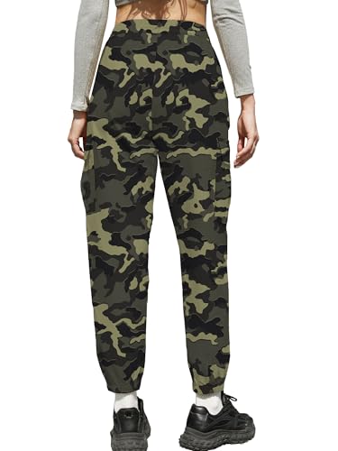 Image of Cromoncent Girls & Womens Camo Print Cargo Pants Outdoor Lightweight Jogger Baggy Pants, 6 Years - XX-Large