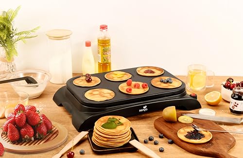 Senya Crêpière Électrique Machine À Crêpes Plaque Antiadhésive Ø11 5 Cm Crêpes Pancakes 8 Spatules + Louche Mi - vue 8