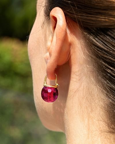 Image of Crystal Earrings for Women, Sparkly Austrian Crystal Disco Ball Earrings, 18K Gold Plated Post Drop Earrings with Colorful Spheres, Hypoallergenic & Lightweight, Ideal Gift for Her