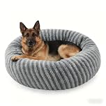 Pawk Donut Dog Bed Large-Round Dog Cat Bed with Waterproof Cover, Plush Doughnut Dog Bed with 20CM High Side for 40lbs Golden Retriever, 76x76x20cm
