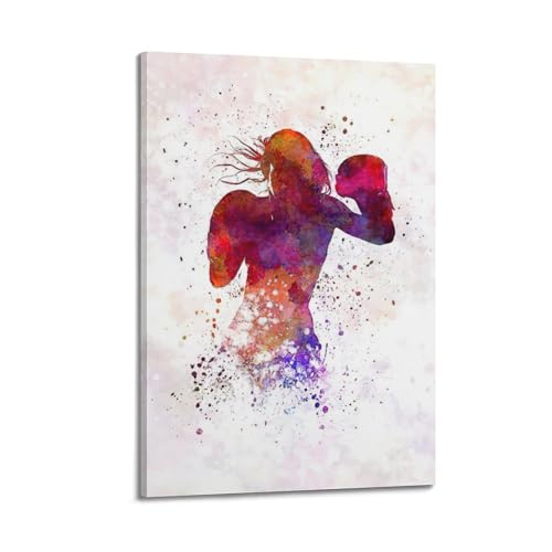 Impression sur toile boxeuse en mouvement WIZIGM symbole de force féminine