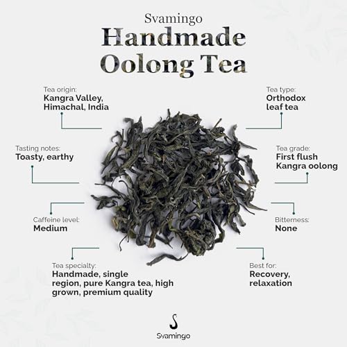 Image of Handmade Oolong Tea 50g - Soothing & Aromatic, Pure Kangra Tea Himachal, Single Region, High Grown, Antioxidant Rich, Best for Relaxation & Heart Health, 30+ Cups | SVAMINGO