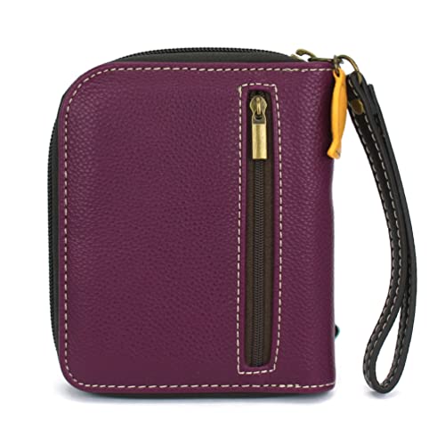 CHALA Zip Around Wallet, Wristlet, 8 Credit Card Slots, Sturdy Pu Leather - Gray Tabby Cat - Purple4
