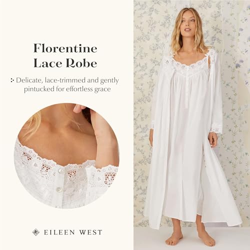 Image of Eileen West Queen Anne's Lace Womens Sleepwear & Loungewear - Florentine Lace Collection - 100% Long Sleeve Soft Long Robe