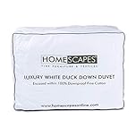 HOMESCAPES Double Duvet 10.5 Tog, Luxury Ethical White Duck Feather & Down Quilt, Anti Allergy 100% Cotton Cover Down-Proof All Seasons Bed Duvets, Washable, RDS & OEKO-TEX Certified