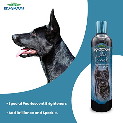 Image of Bio-Groom Ultra Black Colour Enhancing Dog Grooming Shampoo, Controls Matting, Tangling and Fly Away Fur Brings Shine to Dull Coat with Soy Protein, Coconut Oil Prevents Dryness, 355 Milliliter | Enhances Black & Dark Coats