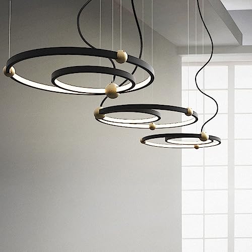 Pendant light 2 anneaux led pour éclairage de plafond de style ferme - 5