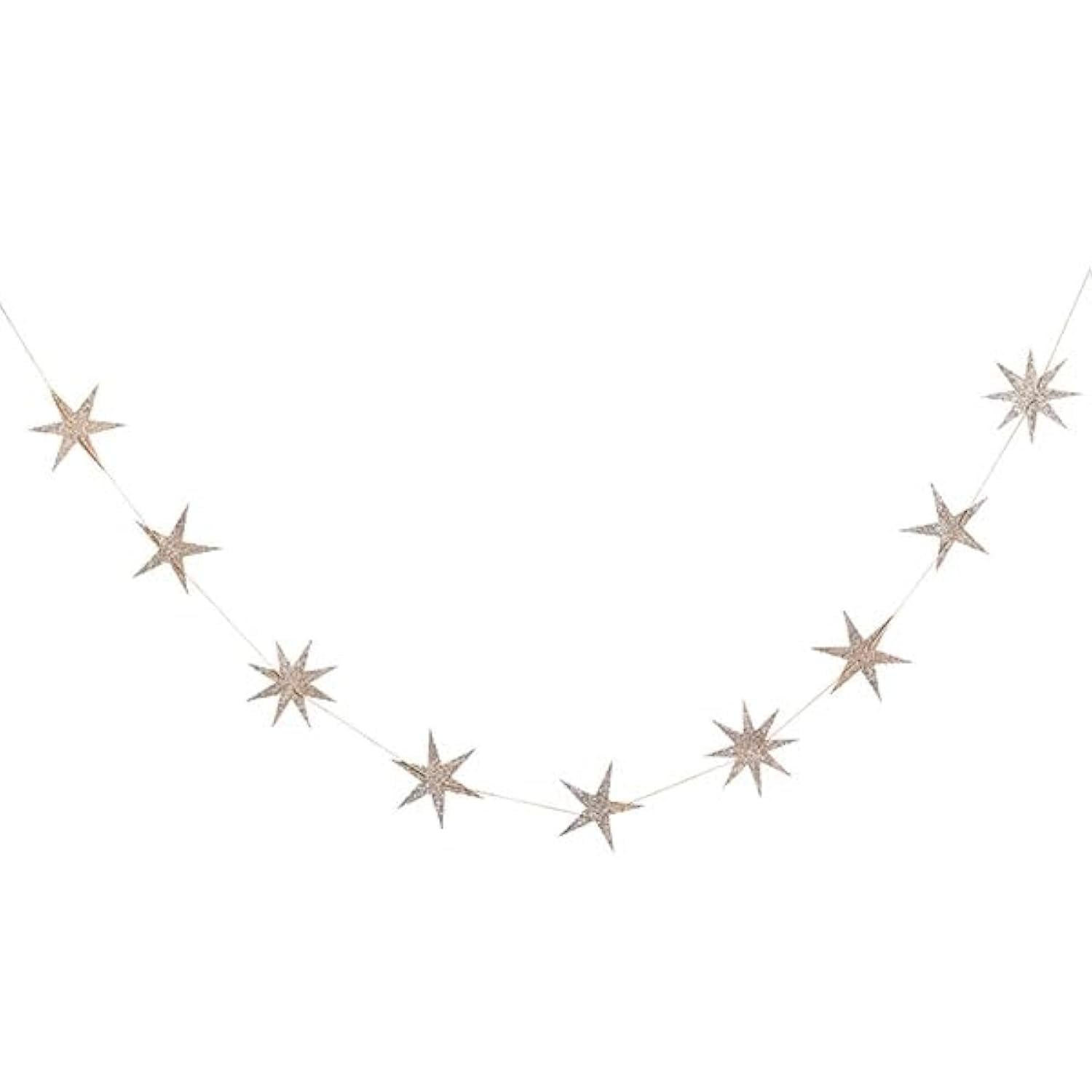 Hootyballoo Gold Wooden Glitter Star Garland 2m