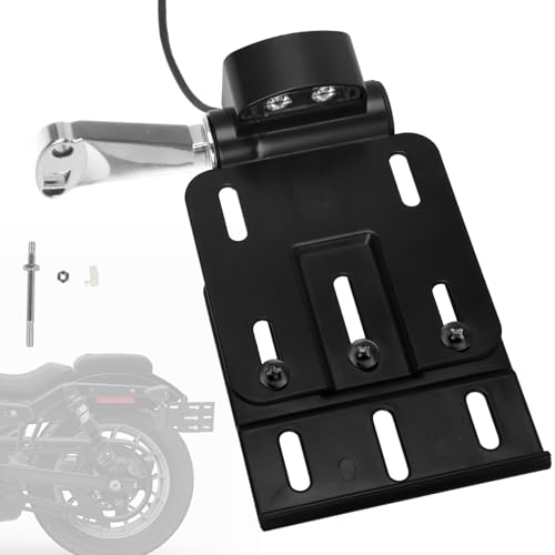 Image of Rear Side License Plate Bracket Holder with LED Light for Harley Sportster XL883, XL1200, Dyna Low Rider FXDLS, Street Bob FXDB 2004-2020 Chrome