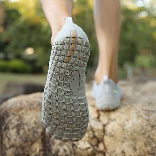 UBFEN Water Shoes Aqua Swim Shoes Mens Womens Beach Sports Quick Dry Barefoot for Boating Fishing Diving Surfing Grey White Color Size US 7.5 Women 6.5 Men - Thumbnail 6