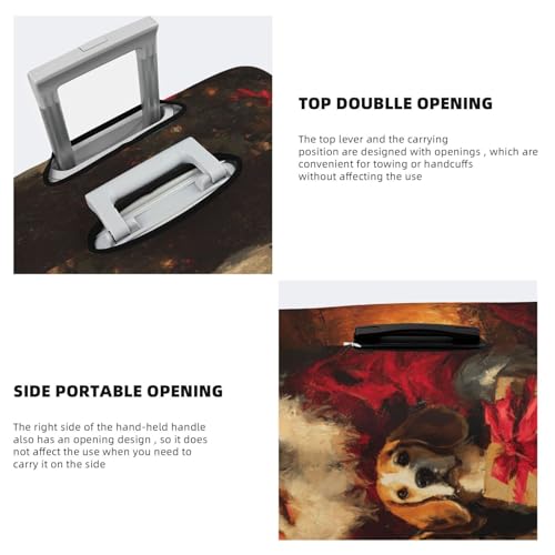 Santa Claus With Two Dogs Fireplace Elastic Travel Luggage Covers Dustproof Scratch-Resistant Suitcase Protector Fit 22-24 Inch3