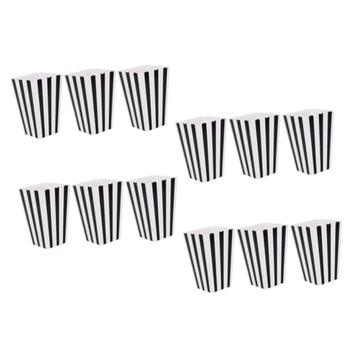 FUNOMOCYA 12Pcs Paper Popcorn Boxes Stripe Popcorn Containers Parties and Events Reliable Snack Serving for Home Theaters and Gatherings