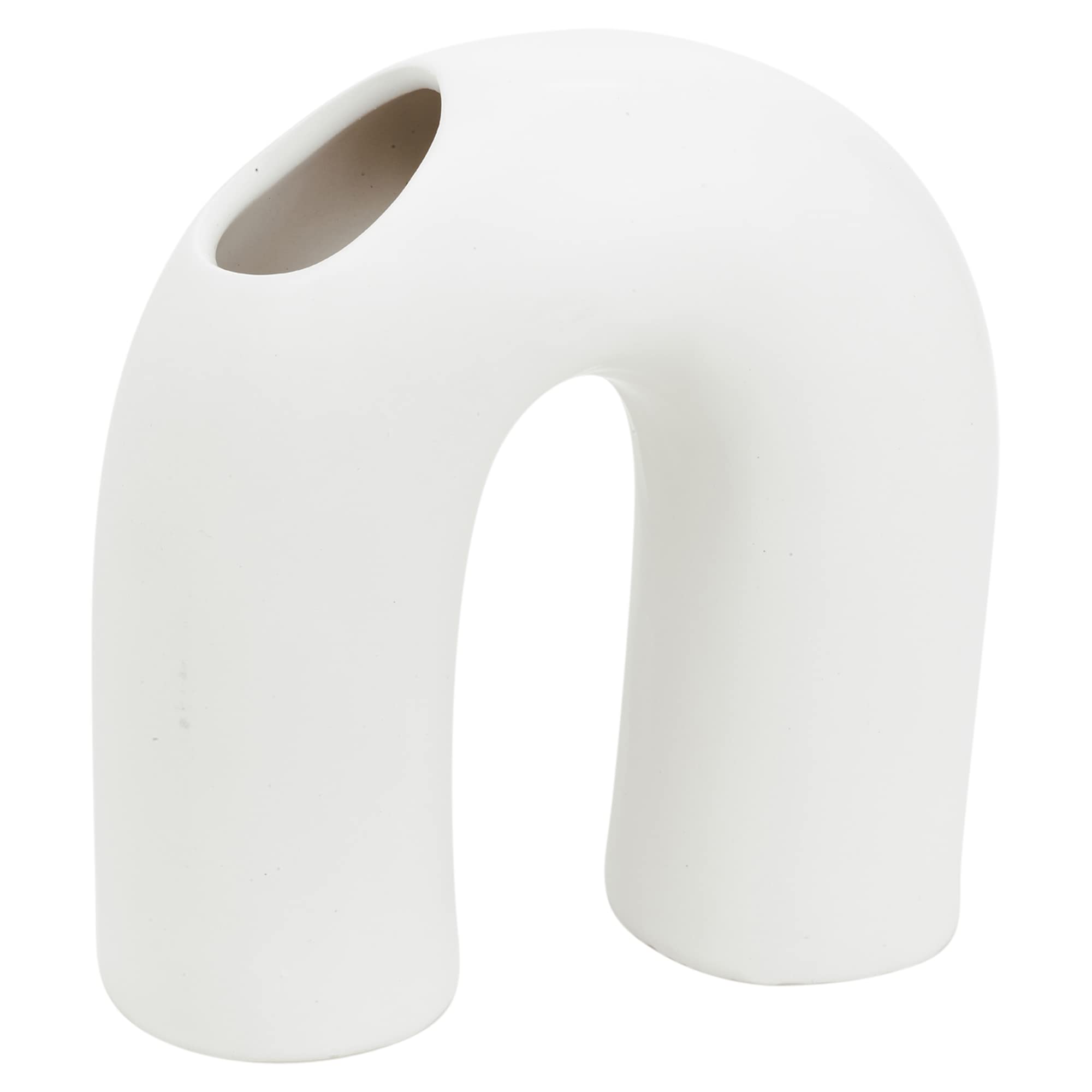 Urbnliving White Ceramic Arched Vase U-Shaped Vases For Living Room Entryway Office Home Decor Centrepieces (Small)