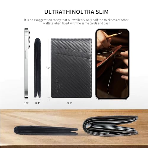 Mens Wallet Bifold Slim Minimalist RFID Blocking Wallet with 2 ID Window Front Pocket Wallet Father's Day Gifts2