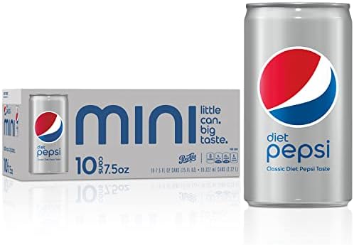 Diet Pepsi Soda, 7.5 Ounce Mini Cans, 10 Pack
