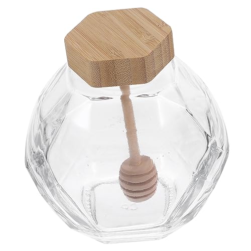 Ciieeo Honey Jar with Lid and Dipper Glass Honey Storage Container for Kitchen Airtight Honey Pot for Easy Pouring and Mixing for and Home Decor