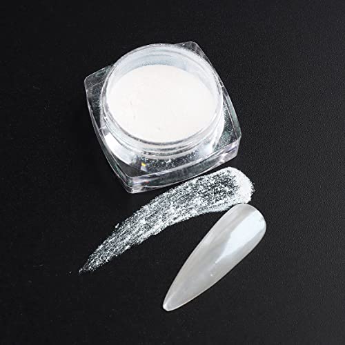 Pearl Chrome Nail Powder Set - 6 Colors Aurora Powder Mermaid Effect For Nails Iridescent Nail Glitter Shimmer White Rubbing Dust Nail Pigment Set Manicure Nail Art Decorations (Y451-459) #TOP2