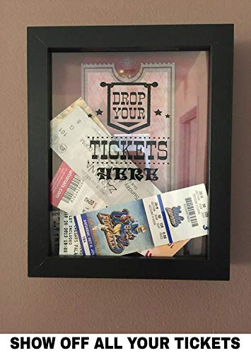 Ticket Shadow Box - 8X10 Memento Frame - Large Slot On Top Of Frame - Memory Box Storage For Any Size Tickets. Best Top Loading Shadowbox For The Concert Movie Theater & Sporting Event Ticket Stubs #TOP2