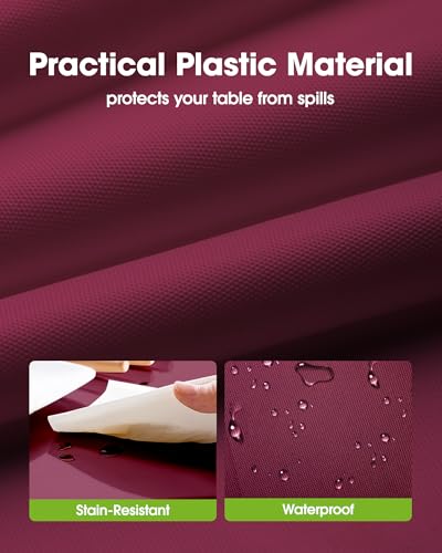 Image of Pureegg Plastic Table Cloth Disposable 8 Pack, 54 x 108 Inch Table Cloths, Party, Thanksgiving Decorations, Harvest, Fall Tablecloths, Rectangle, Maroon Plastic Cover, Leakproof & Sturdy, Burgundy