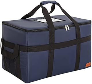 FORCOOK Insulated Food Delivery Bags XXL Commercial Grocery Bags Hot Bags for Delivery Waterproof - Premium Food Warmer Bag for Uber Eats and Doordash with Hard Bottom Blue